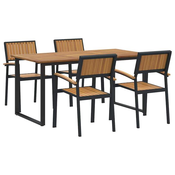 vidaXL Conjunto de Comedor de Jard&iacute;n 5 pcs Negro
