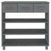 vidaXL Mesa consola madera maciza de pino gris oscuro 90x35x90 cm