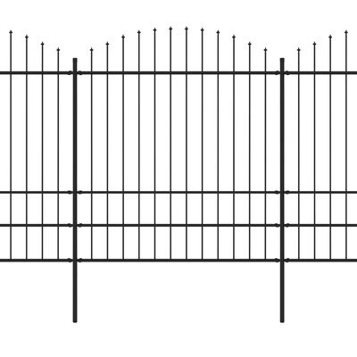 vidaXL Valla de jardín con puntas acero negro (1,75-2)x1,7 m