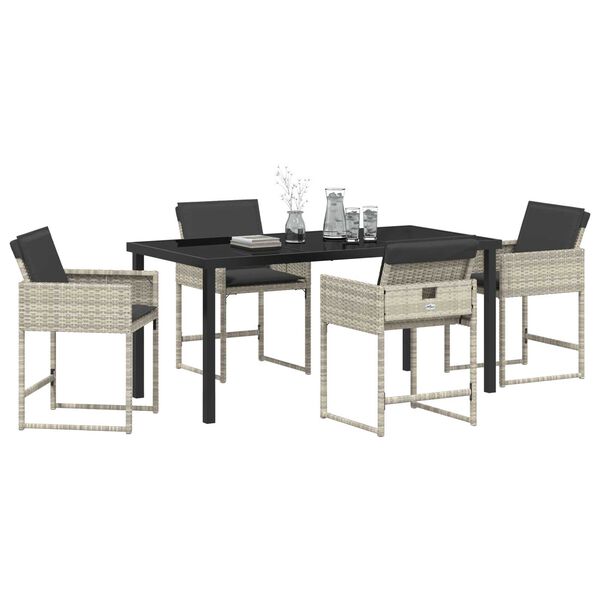 vidaXL Conjunto de Comedor de Jard&iacute;n 5 pcs Gris Claro rat&aacute;n sint&eacute;tico