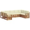 vidaXL Conjunto de sof&aacute;s de exterior 9 uds. Natural y Crema
