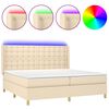 vidaXL Cama box spring colch&oacute;n y luces LED tela crema 200x200 cm
