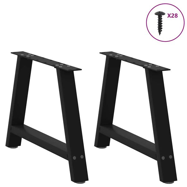vidaXL Patas para mesa de centro en forma de A (2 unidades), color negro, 60 x (42-43) cm, acero