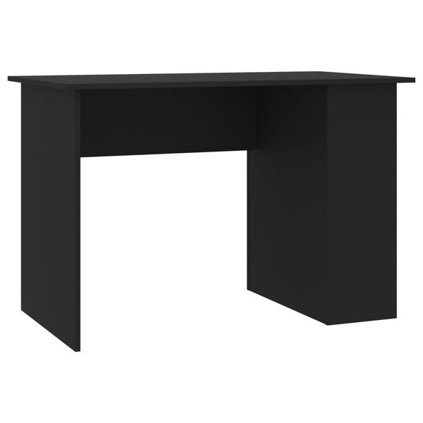 vidaXL Escritorio de madera contrachapada negro 110x60x73 cm
