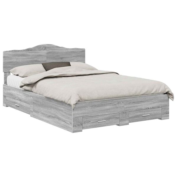 vidaXL Estructura de cama con cabecera Gris Sonoma 140 x 190 cm