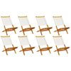 vidaXL Sillas jard&iacute;n plegables 8 uds tela madera maciza y tela crema