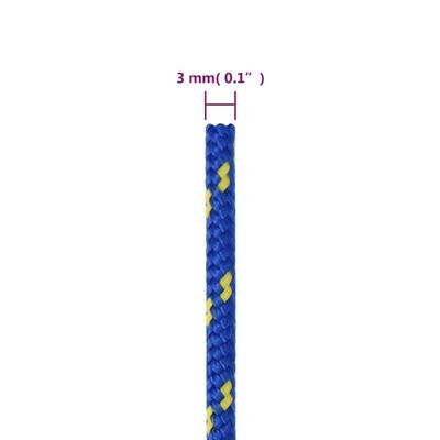 vidaXL Cuerda de barco polipropileno azul 3 mm 50 m