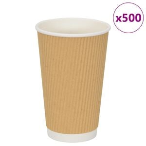 vidaXL Tazas de caf&eacute; de papel 500 uds 16oz 400ml marr&oacute;n