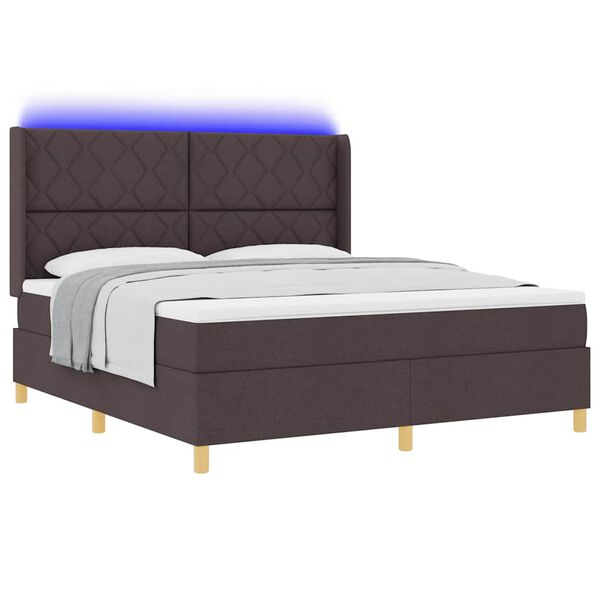 vidaXL Cama tipo Box Spring con colch&oacute;n Marr&oacute;n 180 x 200 cm tela