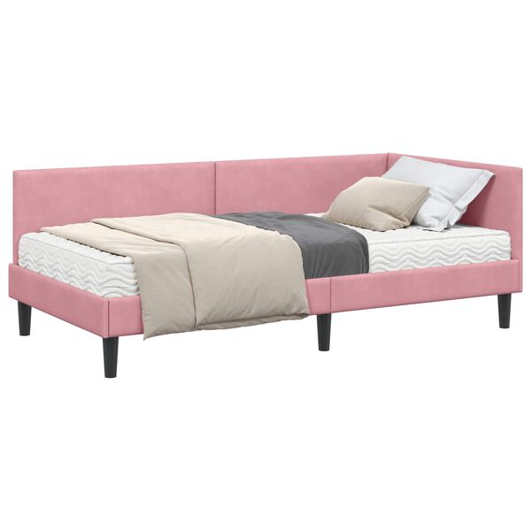 vidaXL Estructura de Cama Esquina con Colch&oacute;n 2 pcs Gris Terciopelo