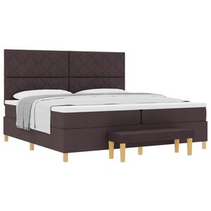 vidaXL Cama tipo Box Spring Marr&oacute;n Oscuro 200 x 200 cm tela