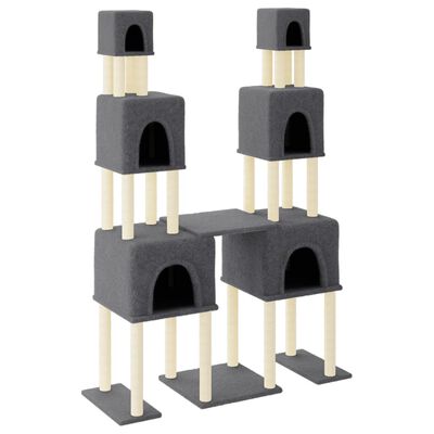 vidaXL Rascador para gatos con postes de sisal gris oscuro 199 cm