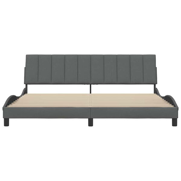vidaXL Estructura de cama sin colch&oacute;n Hanko tela gris oscuro 200x200 cm