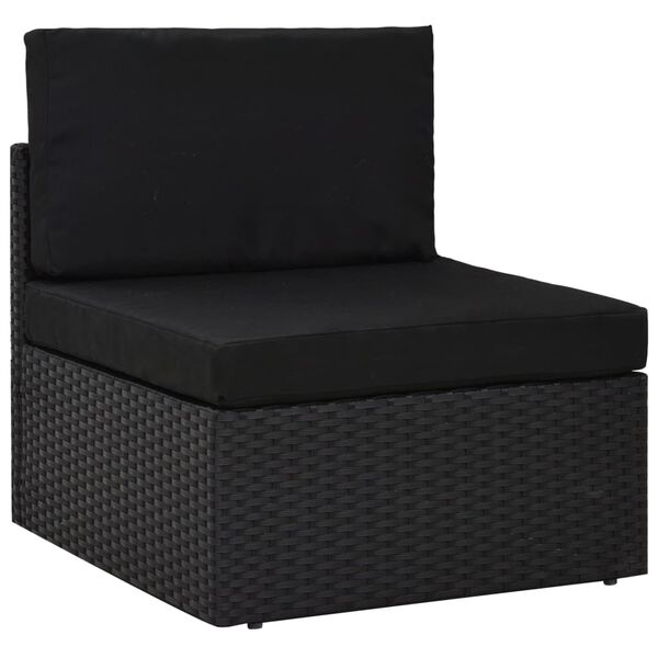 vidaXL Set de muebles de jard&iacute;n 8 pzas rat&aacute;n sint&eacute;tico y cojines negro