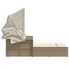 vidaXL Tumbona doble con capota y cojines rat&aacute;n sint&eacute;tico beige