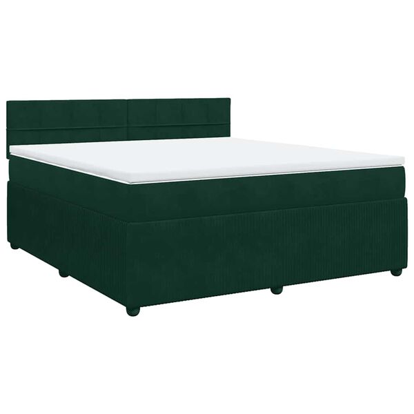 vidaXL Cama box spring con colch&oacute;n terciopelo verde oscuro 180x200 cm
