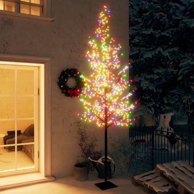 vidaXL Árbol de Navidad 600 LEDs de colores flores de cerezo 300 cm