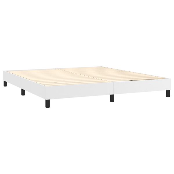vidaXL Estructura de cama con somier cuero sint&eacute;tico blanco 160x200cm