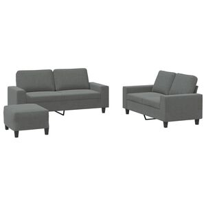 vidaXL Juego de sof&aacute;s 3 piezas tela gris oscuro