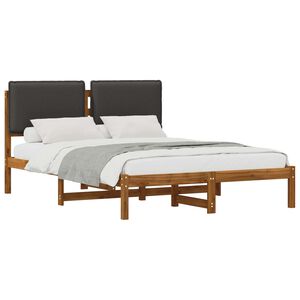 vidaXL Estructura de Cama con Cabecera Tapizada Natural y Gris Oscuro