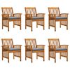 vidaXL Sillas de comedor de jard&iacute;n, 6 piezas con cojines, madera maciza de acacia