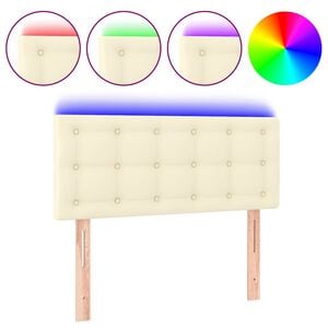 vidaXL Cabecero con LED cuero sint&eacute;tico color crema 90x5x78/88 cm