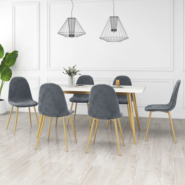 vidaXL Sillas de comedor 6 unidades terciopelo gris oscuro