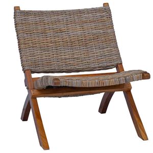 vidaXL Silla de rat&aacute;n kubu natural y madera maciza de caoba