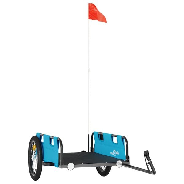 vidaXL Remolque para bicicletas hierro y tela Oxford azul