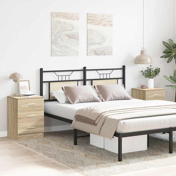 vidaXL Mesitas de noche 2 uds aglomerado color roble Sonoma 38x35x56cm