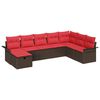 vidaXL Conjunto de sof&aacute; de jard&iacute;n 8 uds. Marr&oacute;n y Rojo rat&aacute;n sint&eacute;tico