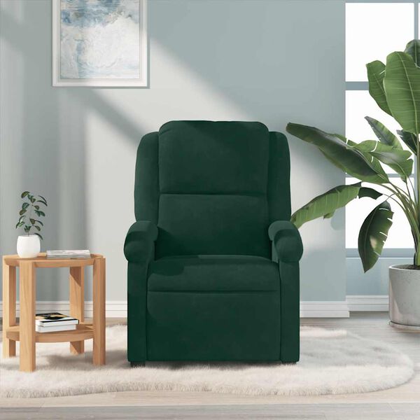 vidaXL Sill&oacute;n de masaje reclinable de terciopelo verde oscuro