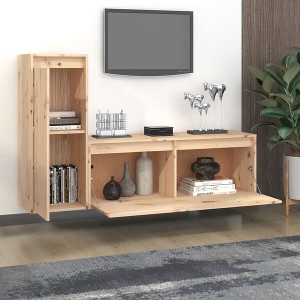 vidaXL Muebles para TV 2 piezas madera maciza de pino