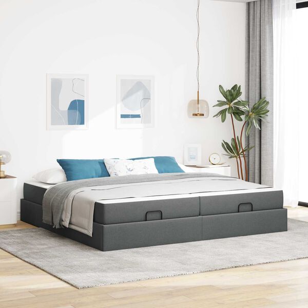 vidaXL Estructura de cama con colch&oacute;n 2 pcs Gris Tenue tela