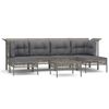 vidaXL Set de muebles de jard&iacute;n 7 pzas y cojines rat&aacute;n sint&eacute;tico gris