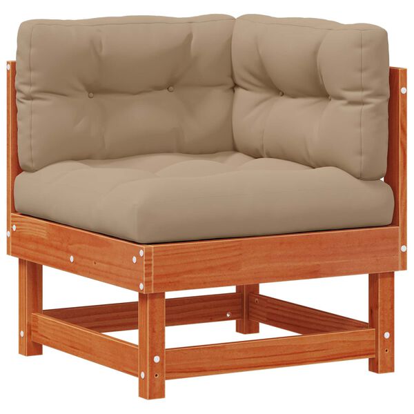 vidaXL Conjunto de Sof&aacute;s de Jard&iacute;n 6 pcs Marr&oacute;n Cera Pino macizo