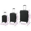 vidaXL Maleta con cerradura 3 pcs Negro 50 x 31 x 78 cm Pl&aacute;stico ABS