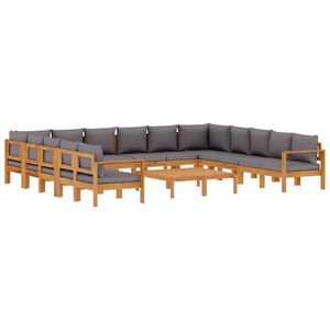 vidaXL Set de sof&aacute;s de jard&iacute;n con cojines 10 pzas madera maciza acacia