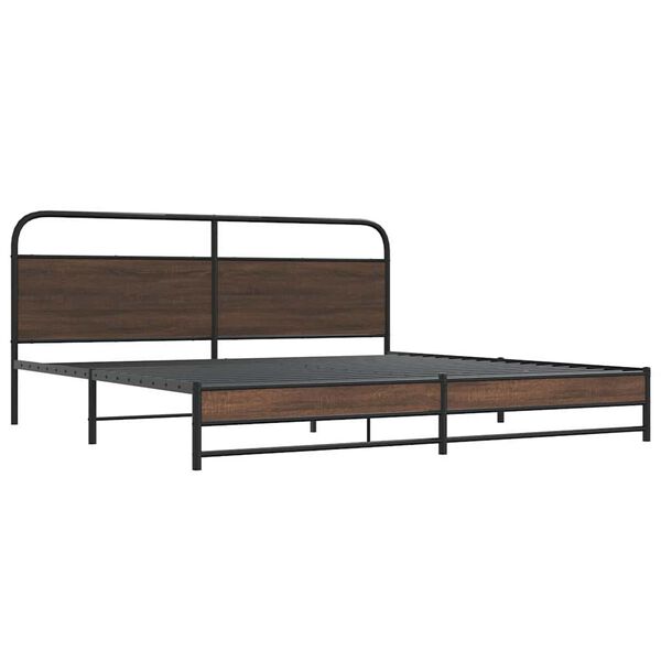 vidaXL Estructura de cama sin colch&oacute;n metal roble marr&oacute;n 193x203 cm