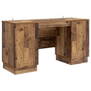 vidaXL Escritorio con estante Madera envejecida 142,5 x 50 x 75 cm