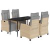 vidaXL Set comedor de jard&iacute;n 5 pzas con cojines rat&aacute;n sint&eacute;tico beige