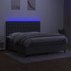 vidaXL Cama box spring colch&oacute;n y luces LED tela gris oscuro 160x200 cm