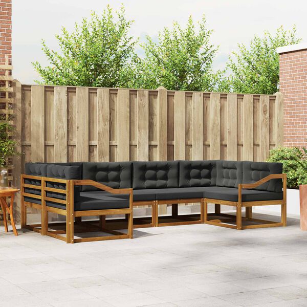 vidaXL Conjunto de sof&aacute;s de exterior 6 pcs Natural y Antracita