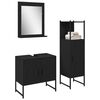 vidaXL Juego de muebles de ba&ntilde;o 3 pcs Negro Madera contrachapada