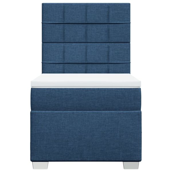 vidaXL Cama box spring con colch&oacute;n tela azul 100x200 cm