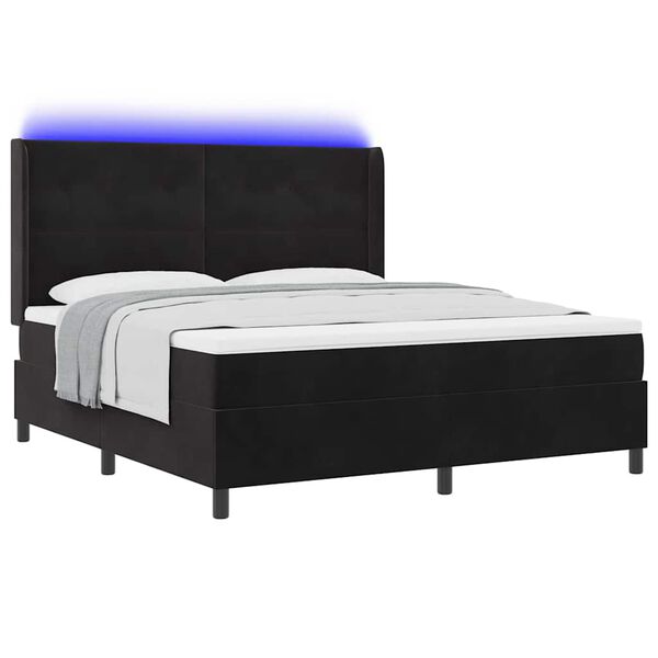 vidaXL Cama tipo Box Spring con colch&oacute;n Negro 180 x 200 cm Terciopelo