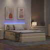 vidaXL Cama con almacenamiento y LED con LED Crema 140 x 200 cm tela