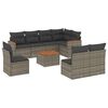 vidaXL Set de muebles de jard&iacute;n 9 pzas y cojines rat&aacute;n sint&eacute;tico gris
