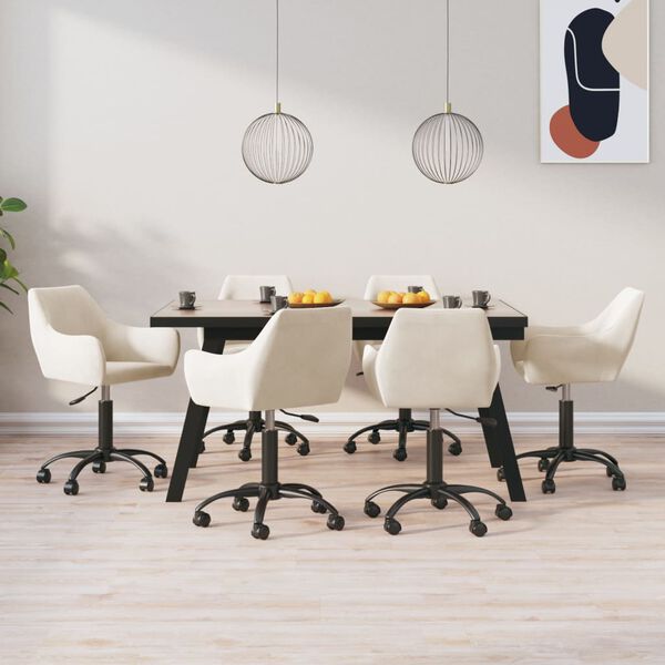 vidaXL Sillas de comedor giratorias 6 unidades terciopelo crema