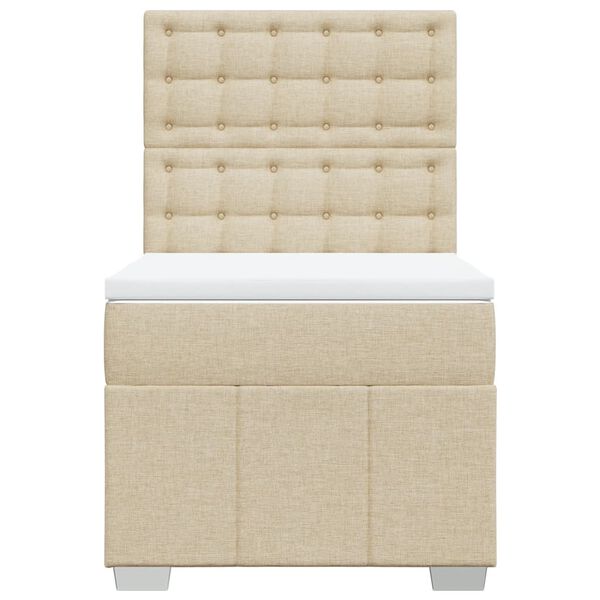 vidaXL Cama box spring con colch&oacute;n tela color crema 90x200 cm